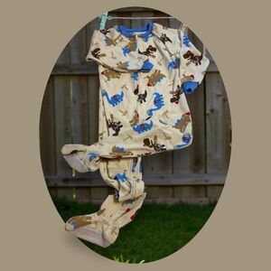 Dinosaur Print Kids Pajama full zipper with feet 4T